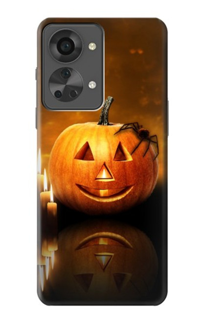 W1083 Pumpkin Spider Candles Halloween Hülle Schutzhülle Taschen und Leder Flip für OnePlus Nord 2T