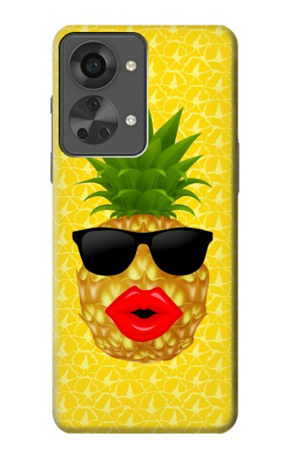 W2443 Funny Pineapple Sunglasses Kiss Hülle Schutzhülle Taschen und Leder Flip für OnePlus Nord 2T