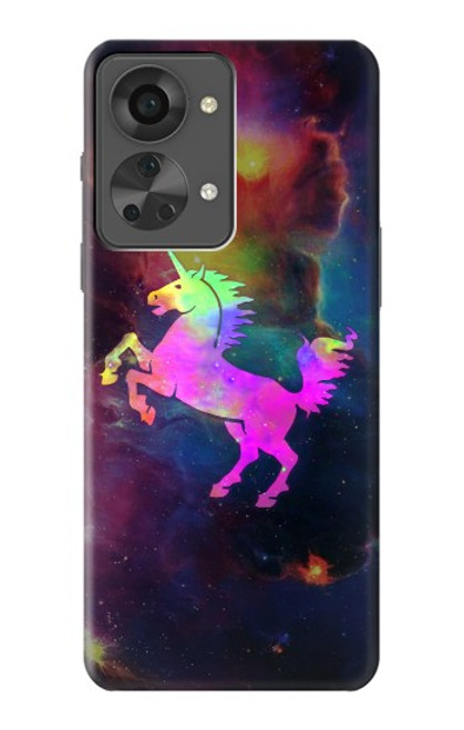 W2486 Rainbow Unicorn Nebula Space Hülle Schutzhülle Taschen und Leder Flip für OnePlus Nord 2T