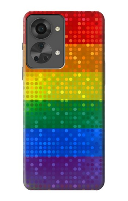 W2683 Rainbow LGBT Pride Flag Hülle Schutzhülle Taschen und Leder Flip für OnePlus Nord 2T
