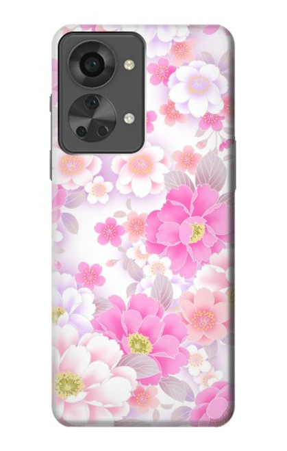 W3036 Pink Sweet Flower Flora Hülle Schutzhülle Taschen und Leder Flip für OnePlus Nord 2T