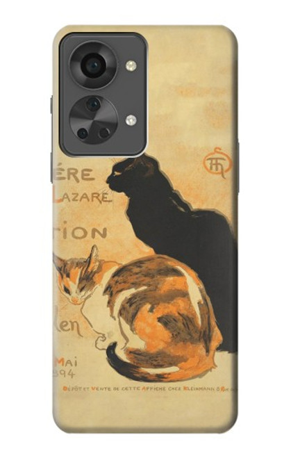W3229 Vintage Cat Poster Hülle Schutzhülle Taschen und Leder Flip für OnePlus Nord 2T