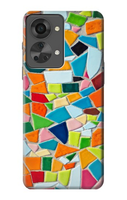 W3391 Abstract Art Mosaic Tiles Graphic Hülle Schutzhülle Taschen und Leder Flip für OnePlus Nord 2T