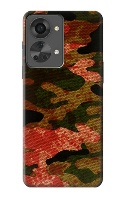 W3393 Camouflage Blood Splatter Hülle Schutzhülle Taschen und Leder Flip für OnePlus Nord 2T