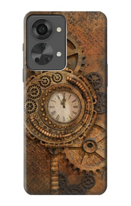 W3401 Clock Gear Steampunk Hülle Schutzhülle Taschen und Leder Flip für OnePlus Nord 2T