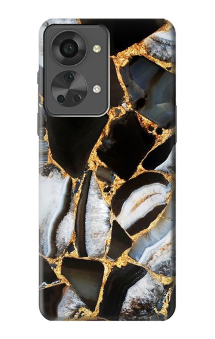 W3419 Gold Marble Graphic Print Hülle Schutzhülle Taschen und Leder Flip für OnePlus Nord 2T