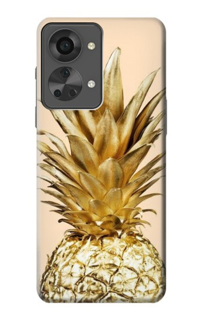 W3490 Gold Pineapple Hülle Schutzhülle Taschen und Leder Flip für OnePlus Nord 2T