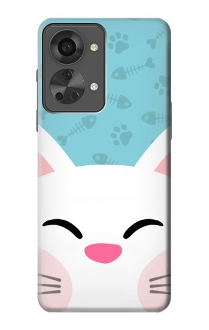 W3542 Cute Cat Cartoon Hülle Schutzhülle Taschen und Leder Flip für OnePlus Nord 2T