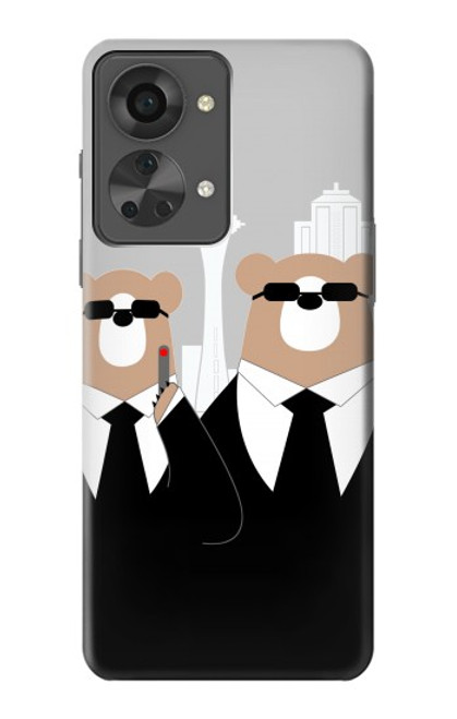 W3557 Bear in Black Suit Hülle Schutzhülle Taschen und Leder Flip für OnePlus Nord 2T