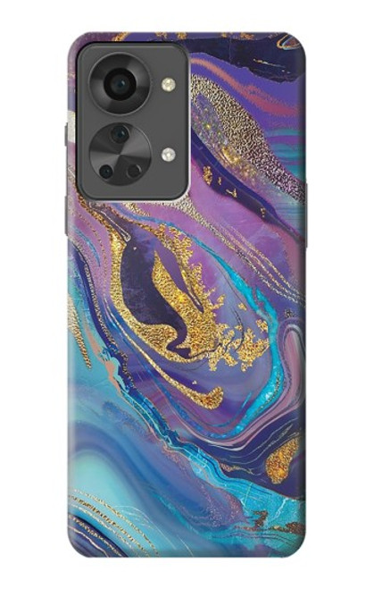 W3676 Colorful Abstract Marble Stone Hülle Schutzhülle Taschen und Leder Flip für OnePlus Nord 2T