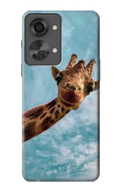 W3680 Cute Smile Giraffe Hülle Schutzhülle Taschen und Leder Flip für OnePlus Nord 2T