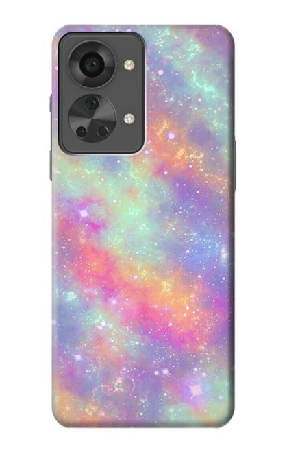 W3706 Pastel Rainbow Galaxy Pink Sky Hülle Schutzhülle Taschen und Leder Flip für OnePlus Nord 2T