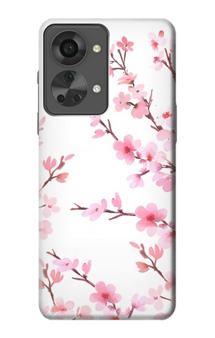 W3707 Pink Cherry Blossom Spring Flower Hülle Schutzhülle Taschen und Leder Flip für OnePlus Nord 2T