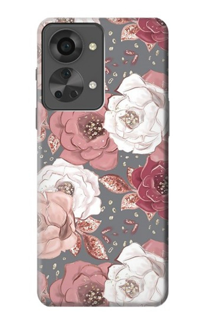 W3716 Rose Floral Pattern Hülle Schutzhülle Taschen und Leder Flip für OnePlus Nord 2T