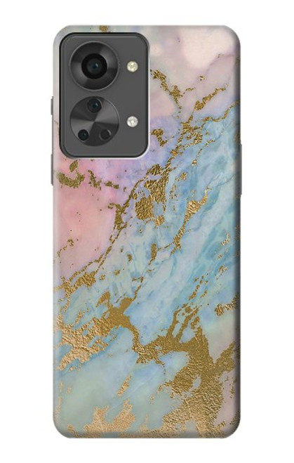 W3717 Rose Gold Blue Pastel Marble Graphic Printed Hülle Schutzhülle Taschen und Leder Flip für OnePlus Nord 2T