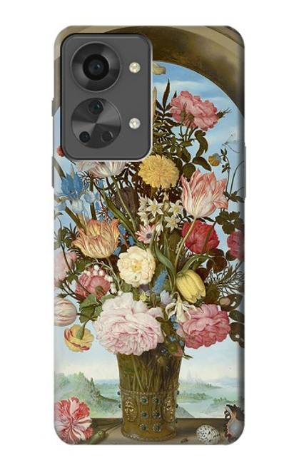 W3749 Vase of Flowers Hülle Schutzhülle Taschen und Leder Flip für OnePlus Nord 2T