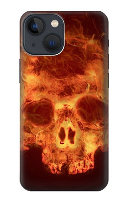 W3881 Fire Skull Hülle Schutzhülle Taschen und Leder Flip für iPhone 13