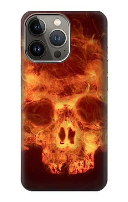 W3881 Fire Skull Hülle Schutzhülle Taschen und Leder Flip für iPhone 13 Pro