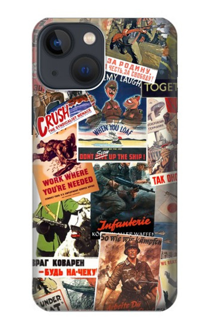 W3905 Vintage Army Poster Hülle Schutzhülle Taschen und Leder Flip für iPhone 13 mini