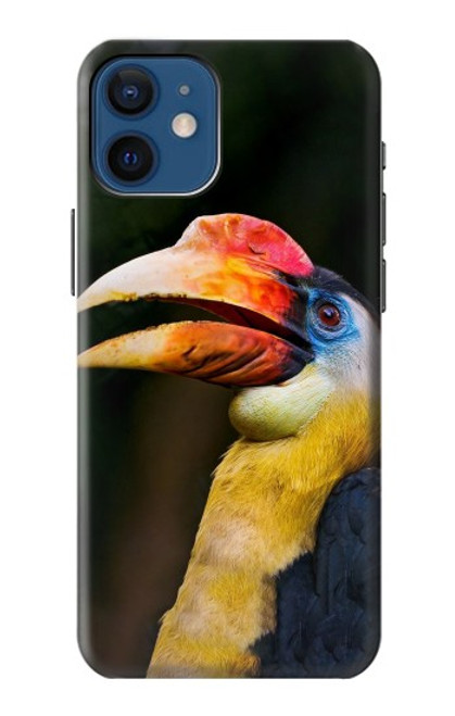 W3876 Colorful Hornbill Hülle Schutzhülle Taschen und Leder Flip für iPhone 12 mini