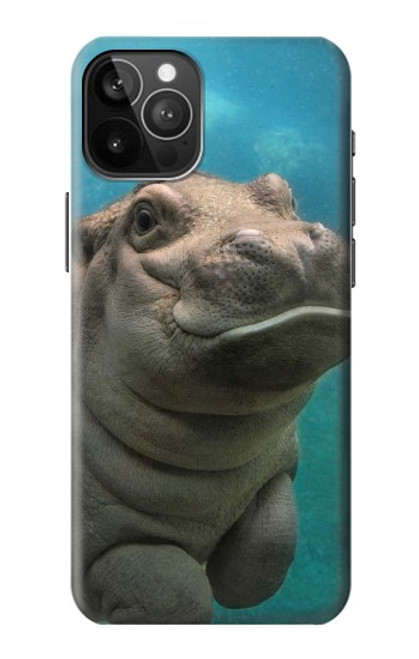 W3871 Cute Baby Hippo Hippopotamus Hülle Schutzhülle Taschen und Leder Flip für iPhone 12 Pro Max
