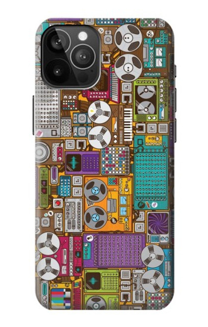 W3879 Retro Music Doodle Hülle Schutzhülle Taschen und Leder Flip für iPhone 12 Pro Max