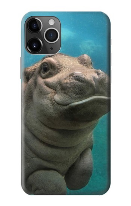 W3871 Cute Baby Hippo Hippopotamus Hülle Schutzhülle Taschen und Leder Flip für iPhone 11 Pro