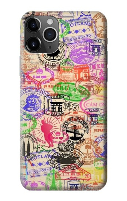 W3904 Travel Stamps Hülle Schutzhülle Taschen und Leder Flip für iPhone 11 Pro