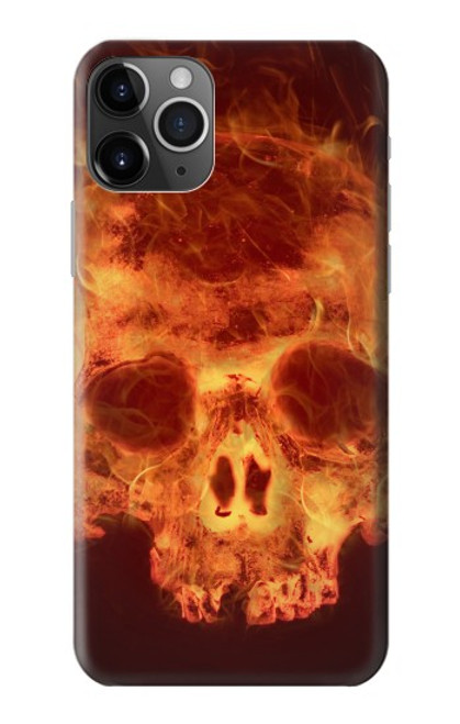W3881 Fire Skull Hülle Schutzhülle Taschen und Leder Flip für iPhone 11 Pro Max