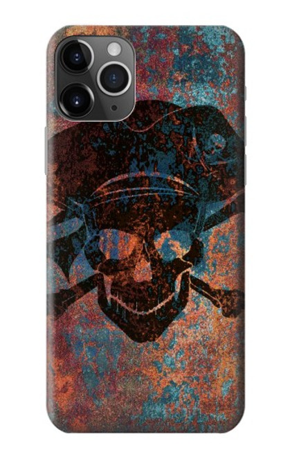 W3895 Pirate Skull Metal Hülle Schutzhülle Taschen und Leder Flip für iPhone 11 Pro Max
