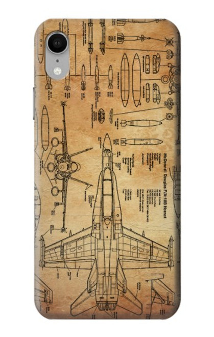 W3868 Aircraft Blueprint Old Paper Hülle Schutzhülle Taschen und Leder Flip für iPhone XR