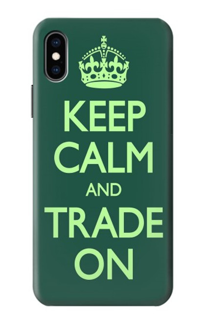W3862 Keep Calm and Trade On Hülle Schutzhülle Taschen und Leder Flip für iPhone X, iPhone XS