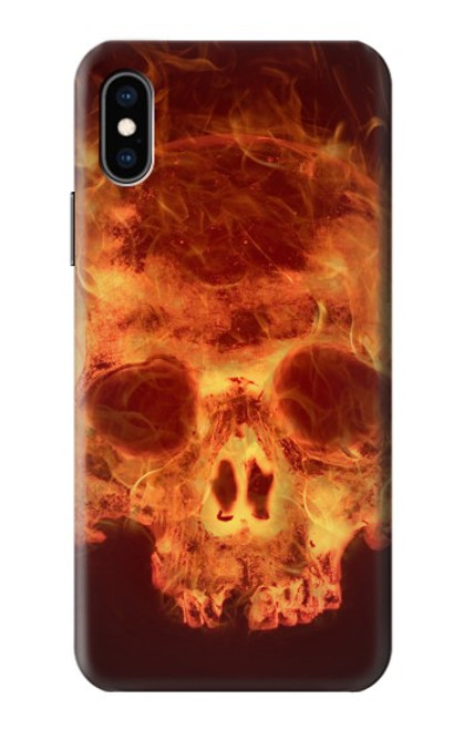 W3881 Fire Skull Hülle Schutzhülle Taschen und Leder Flip für iPhone X, iPhone XS
