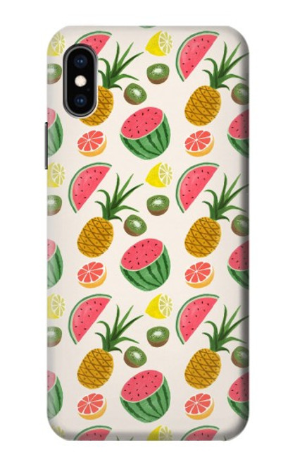 W3883 Fruit Pattern Hülle Schutzhülle Taschen und Leder Flip für iPhone X, iPhone XS