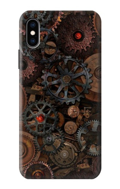 W3884 Steampunk Mechanical Gears Hülle Schutzhülle Taschen und Leder Flip für iPhone X, iPhone XS