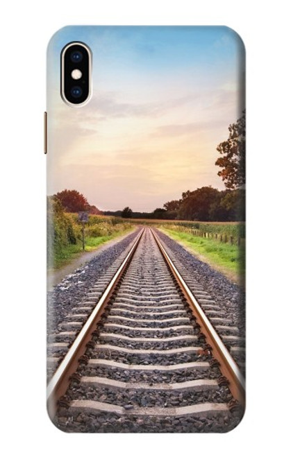 W3866 Railway Straight Train Track Hülle Schutzhülle Taschen und Leder Flip für iPhone XS Max