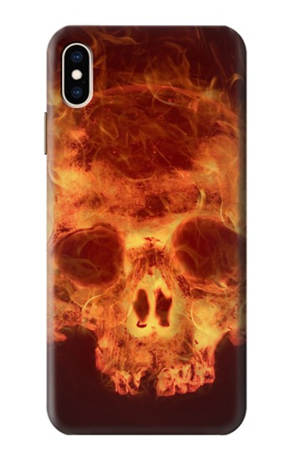 W3881 Fire Skull Hülle Schutzhülle Taschen und Leder Flip für iPhone XS Max