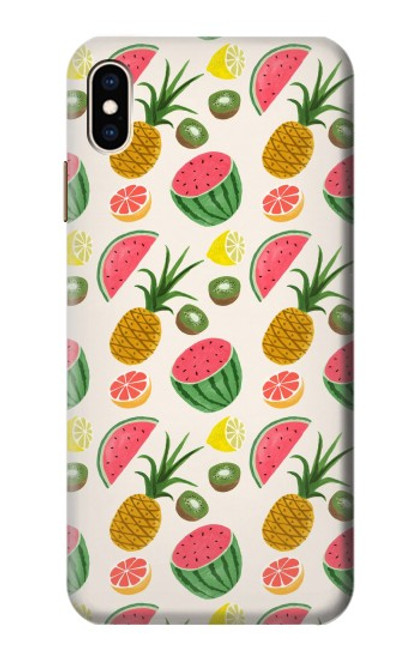 W3883 Fruit Pattern Hülle Schutzhülle Taschen und Leder Flip für iPhone XS Max