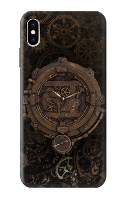 W3902 Steampunk Clock Gear Hülle Schutzhülle Taschen und Leder Flip für iPhone XS Max