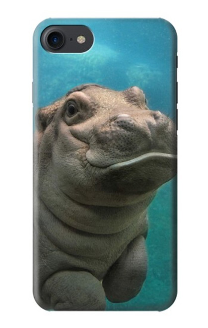 W3871 Cute Baby Hippo Hippopotamus Hülle Schutzhülle Taschen und Leder Flip für iPhone 7, iPhone 8, iPhone SE (2020) (2022)