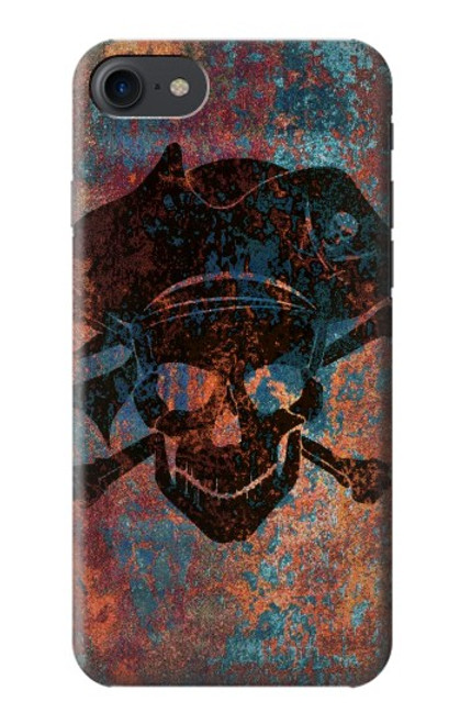 W3895 Pirate Skull Metal Hülle Schutzhülle Taschen und Leder Flip für iPhone 7, iPhone 8, iPhone SE (2020) (2022)
