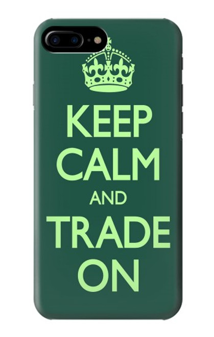 W3862 Keep Calm and Trade On Hülle Schutzhülle Taschen und Leder Flip für iPhone 7 Plus, iPhone 8 Plus