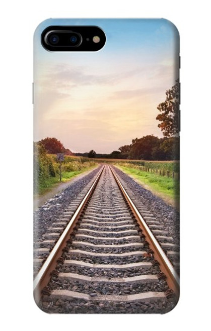 W3866 Railway Straight Train Track Hülle Schutzhülle Taschen und Leder Flip für iPhone 7 Plus, iPhone 8 Plus