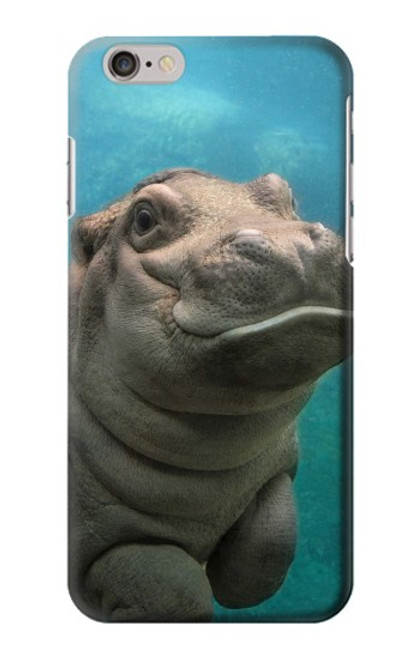 W3871 Cute Baby Hippo Hippopotamus Hülle Schutzhülle Taschen und Leder Flip für iPhone 6 6S