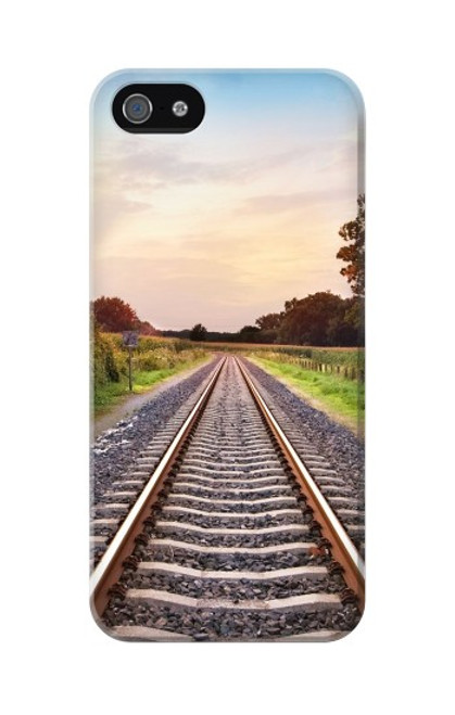 W3866 Railway Straight Train Track Hülle Schutzhülle Taschen und Leder Flip für iPhone 5 5S SE