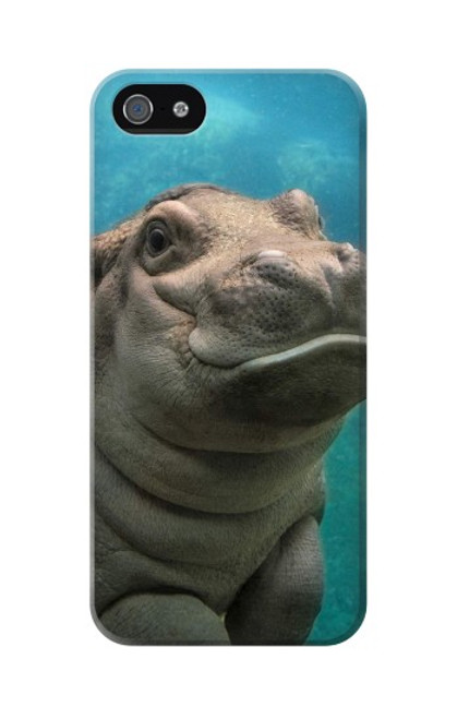 W3871 Cute Baby Hippo Hippopotamus Hülle Schutzhülle Taschen und Leder Flip für iPhone 5 5S SE