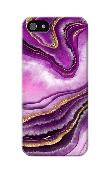 W3896 Purple Marble Gold Streaks Hülle Schutzhülle Taschen und Leder Flip für iPhone 5 5S SE