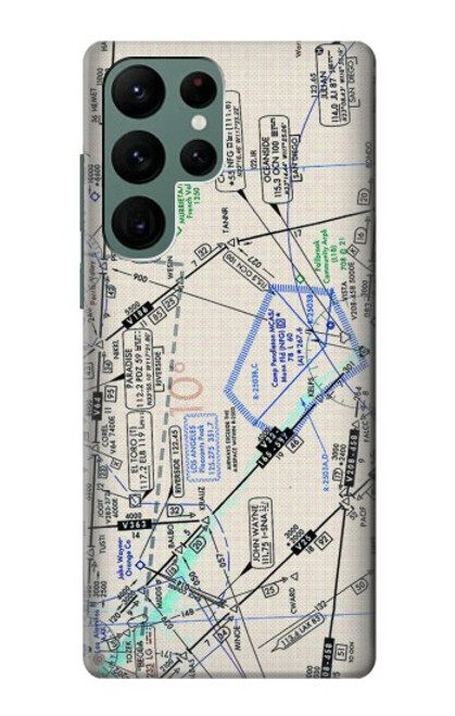 W3882 Flying Enroute Chart Hülle Schutzhülle Taschen und Leder Flip für Samsung Galaxy S22 Ultra