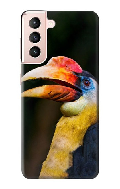 W3876 Colorful Hornbill Hülle Schutzhülle Taschen und Leder Flip für Samsung Galaxy S21 5G