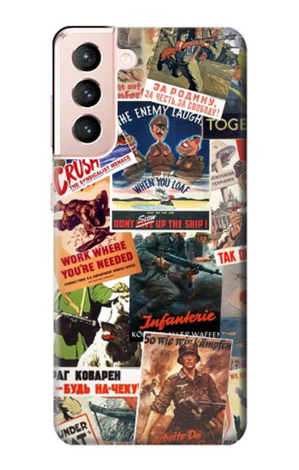 W3905 Vintage Army Poster Hülle Schutzhülle Taschen und Leder Flip für Samsung Galaxy S21 5G